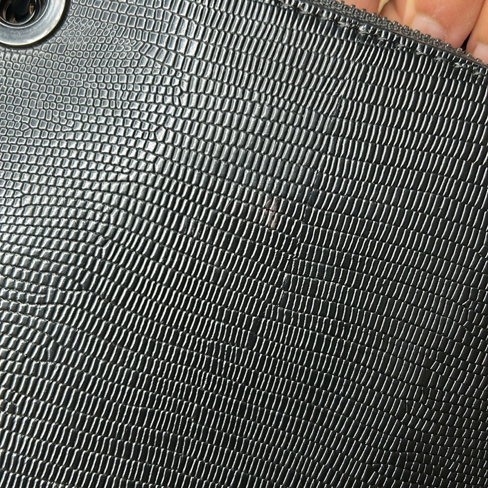 Aldo Black Textured Handbag - Faux Lizard-Skin + Grommet Strap - Picture 9 of 9